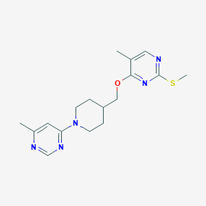 molecular formula C17H23N5OS B6465073 5-methyl-4-{[1-(6-methylpyrimidin-4-yl)piperidin-4-yl]methoxy}-2-(methylsulfanyl)pyrimidine CAS No. 2640945-07-7