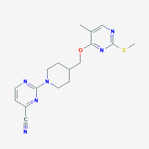 molecular formula C17H20N6OS B6465075 2-[4-({[5-methyl-2-(methylsulfanyl)pyrimidin-4-yl]oxy}methyl)piperidin-1-yl]pyrimidine-4-carbonitrile CAS No. 2640902-89-0