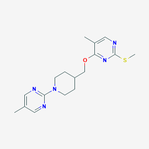 molecular formula C17H23N5OS B6465096 5-methyl-2-[4-({[5-methyl-2-(methylsulfanyl)pyrimidin-4-yl]oxy}methyl)piperidin-1-yl]pyrimidine CAS No. 2640873-85-2