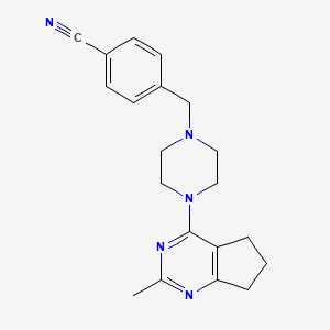 molecular formula C20H23N5 B6465107 4-[(4-{2-methyl-5H,6H,7H-cyclopenta[d]pyrimidin-4-yl}piperazin-1-yl)methyl]benzonitrile CAS No. 2640899-41-6