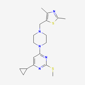 molecular formula C18H25N5S2 B6465136 4-cyclopropyl-6-{4-[(2,4-dimethyl-1,3-thiazol-5-yl)methyl]piperazin-1-yl}-2-(methylsulfanyl)pyrimidine CAS No. 2640948-36-1