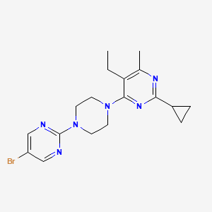 molecular formula C18H23BrN6 B6465142 4-[4-(5-bromopyrimidin-2-yl)piperazin-1-yl]-2-cyclopropyl-5-ethyl-6-methylpyrimidine CAS No. 2640846-63-3