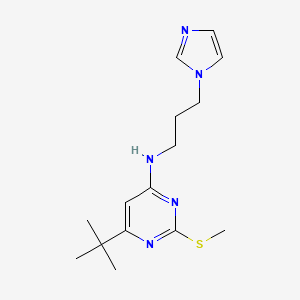 molecular formula C15H23N5S B6465161 6-tert-butyl-N-[3-(1H-imidazol-1-yl)propyl]-2-(methylsulfanyl)pyrimidin-4-amine CAS No. 2640952-22-1