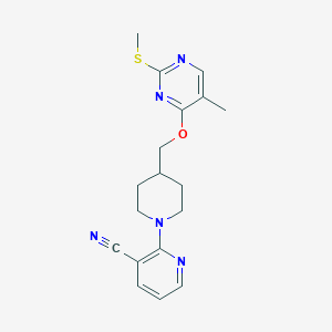 molecular formula C18H21N5OS B6465182 2-[4-({[5-methyl-2-(methylsulfanyl)pyrimidin-4-yl]oxy}methyl)piperidin-1-yl]pyridine-3-carbonitrile CAS No. 2640947-80-2