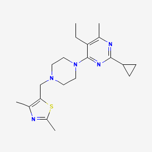 molecular formula C20H29N5S B6465228 2-cyclopropyl-4-{4-[(2,4-dimethyl-1,3-thiazol-5-yl)methyl]piperazin-1-yl}-5-ethyl-6-methylpyrimidine CAS No. 2640960-64-9