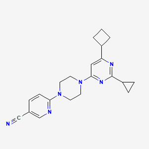 molecular formula C21H24N6 B6465262 6-[4-(6-cyclobutyl-2-cyclopropylpyrimidin-4-yl)piperazin-1-yl]pyridine-3-carbonitrile CAS No. 2640946-55-8
