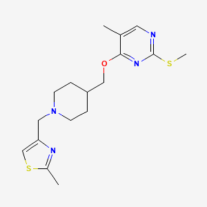 molecular formula C17H24N4OS2 B6465264 5-methyl-4-({1-[(2-methyl-1,3-thiazol-4-yl)methyl]piperidin-4-yl}methoxy)-2-(methylsulfanyl)pyrimidine CAS No. 2640949-79-5