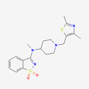 molecular formula C19H24N4O2S2 B6465272 N-[1-[(2,4-dimethyl-1,3-thiazol-5-yl)methyl]piperidin-4-yl]-N-methyl-1,1-dioxo-1,2-benzothiazol-3-amine CAS No. 2640970-01-8