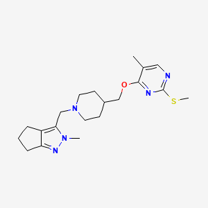 molecular formula C20H29N5OS B6465357 5-methyl-4-{[1-({2-methyl-2H,4H,5H,6H-cyclopenta[c]pyrazol-3-yl}methyl)piperidin-4-yl]methoxy}-2-(methylsulfanyl)pyrimidine CAS No. 2640898-09-3