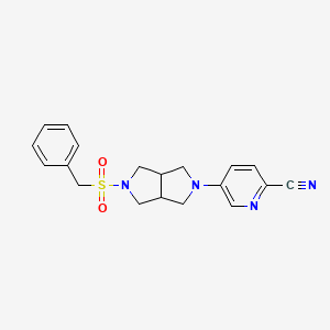 molecular formula C19H20N4O2S B6465363 5-{5-phenylmethanesulfonyl-octahydropyrrolo[3,4-c]pyrrol-2-yl}pyridine-2-carbonitrile CAS No. 2640962-94-1