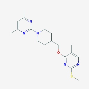 molecular formula C18H25N5OS B6465375 4,6-dimethyl-2-[4-({[5-methyl-2-(methylsulfanyl)pyrimidin-4-yl]oxy}methyl)piperidin-1-yl]pyrimidine CAS No. 2640902-75-4