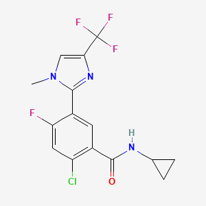 molecular formula C15H12ClF4N3O B6465451 2-chloro-N-cyclopropyl-4-fluoro-5-[1-methyl-4-(trifluoromethyl)-1H-imidazol-2-yl]benzamide CAS No. 2640892-50-6