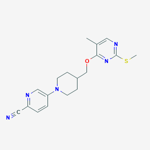 molecular formula C18H21N5OS B6465463 5-[4-({[5-methyl-2-(methylsulfanyl)pyrimidin-4-yl]oxy}methyl)piperidin-1-yl]pyridine-2-carbonitrile CAS No. 2640878-82-4