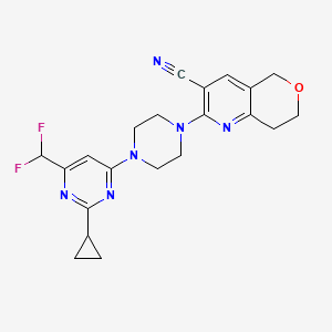 molecular formula C21H22F2N6O B6465465 2-{4-[2-cyclopropyl-6-(difluoromethyl)pyrimidin-4-yl]piperazin-1-yl}-5H,7H,8H-pyrano[4,3-b]pyridine-3-carbonitrile CAS No. 2640961-49-3