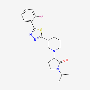 molecular formula C20H25FN4OS B6465470 3-{3-[5-(2-fluorophenyl)-1,3,4-thiadiazol-2-yl]piperidin-1-yl}-1-(propan-2-yl)pyrrolidin-2-one CAS No. 2640818-97-7