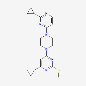 molecular formula C19H24N6S B6465492 4-cyclopropyl-6-[4-(2-cyclopropylpyrimidin-4-yl)piperazin-1-yl]-2-(methylsulfanyl)pyrimidine CAS No. 2640935-76-6