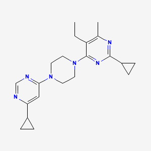 molecular formula C21H28N6 B6465537 2-cyclopropyl-4-[4-(6-cyclopropylpyrimidin-4-yl)piperazin-1-yl]-5-ethyl-6-methylpyrimidine CAS No. 2640943-88-8