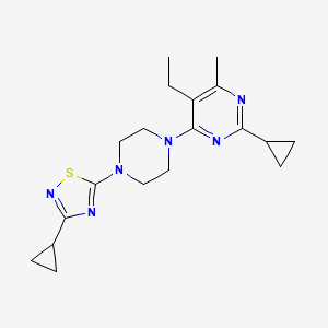 molecular formula C19H26N6S B6465548 2-cyclopropyl-4-[4-(3-cyclopropyl-1,2,4-thiadiazol-5-yl)piperazin-1-yl]-5-ethyl-6-methylpyrimidine CAS No. 2640902-26-5
