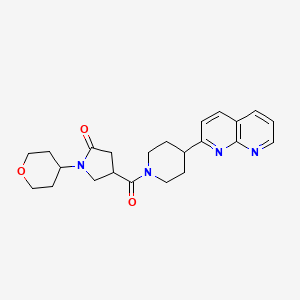 molecular formula C23H28N4O3 B6465561 4-[4-(1,8-naphthyridin-2-yl)piperidine-1-carbonyl]-1-(oxan-4-yl)pyrrolidin-2-one CAS No. 2640902-33-4