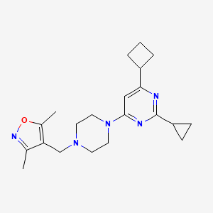 molecular formula C21H29N5O B6465569 4-cyclobutyl-2-cyclopropyl-6-{4-[(3,5-dimethyl-1,2-oxazol-4-yl)methyl]piperazin-1-yl}pyrimidine CAS No. 2640885-79-4