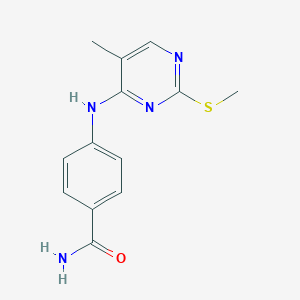 molecular formula C13H14N4OS B6465587 4-{[5-methyl-2-(methylsulfanyl)pyrimidin-4-yl]amino}benzamide CAS No. 2640947-26-6