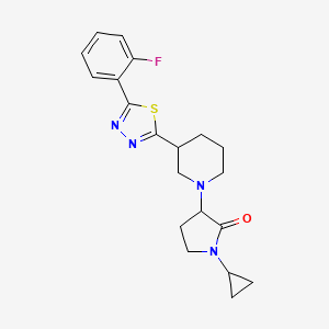 molecular formula C20H23FN4OS B6465659 1-cyclopropyl-3-{3-[5-(2-fluorophenyl)-1,3,4-thiadiazol-2-yl]piperidin-1-yl}pyrrolidin-2-one CAS No. 2640814-84-0
