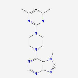 molecular formula C16H20N8 B6465775 6-[4-(4,6-dimethylpyrimidin-2-yl)piperazin-1-yl]-7-methyl-7H-purine CAS No. 2640970-60-9