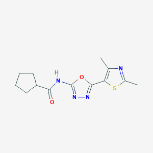 molecular formula C13H16N4O2S B6465782 N-[5-(2,4-dimethyl-1,3-thiazol-5-yl)-1,3,4-oxadiazol-2-yl]cyclopentanecarboxamide CAS No. 1251698-29-9