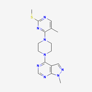 molecular formula C16H20N8S B6465831 5-methyl-4-(4-{1-methyl-1H-pyrazolo[3,4-d]pyrimidin-4-yl}piperazin-1-yl)-2-(methylsulfanyl)pyrimidine CAS No. 2640956-50-7