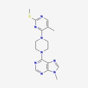 molecular formula C16H20N8S B6465837 9-methyl-6-{4-[5-methyl-2-(methylsulfanyl)pyrimidin-4-yl]piperazin-1-yl}-9H-purine CAS No. 2640934-39-8