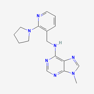 molecular formula C16H19N7 B6465840 9-methyl-N-{[2-(pyrrolidin-1-yl)pyridin-3-yl]methyl}-9H-purin-6-amine CAS No. 2640895-49-2