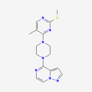 molecular formula C16H19N7S B6465842 5-methyl-2-(methylsulfanyl)-4-(4-{pyrazolo[1,5-a]pyrazin-4-yl}piperazin-1-yl)pyrimidine CAS No. 2640949-12-6