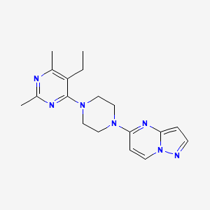 molecular formula C18H23N7 B6465850 5-ethyl-2,4-dimethyl-6-(4-{pyrazolo[1,5-a]pyrimidin-5-yl}piperazin-1-yl)pyrimidine CAS No. 2640867-28-1