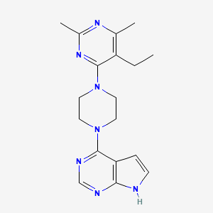 molecular formula C18H23N7 B6465854 5-ethyl-2,4-dimethyl-6-(4-{7H-pyrrolo[2,3-d]pyrimidin-4-yl}piperazin-1-yl)pyrimidine CAS No. 2640935-92-6