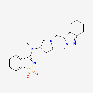 molecular formula C21H27N5O2S B6465875 N-methyl-N-[1-[(2-methyl-4,5,6,7-tetrahydroindazol-3-yl)methyl]pyrrolidin-3-yl]-1,1-dioxo-1,2-benzothiazol-3-amine CAS No. 2640947-00-6