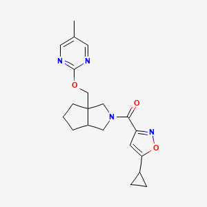 molecular formula C20H24N4O3 B6465886 2-{[2-(5-cyclopropyl-1,2-oxazole-3-carbonyl)-octahydrocyclopenta[c]pyrrol-3a-yl]methoxy}-5-methylpyrimidine CAS No. 2640896-56-4