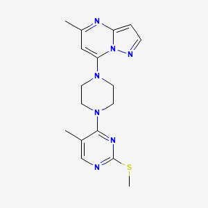 molecular formula C17H21N7S B6465924 5-methyl-4-(4-{5-methylpyrazolo[1,5-a]pyrimidin-7-yl}piperazin-1-yl)-2-(methylsulfanyl)pyrimidine CAS No. 2640884-88-2