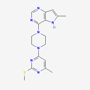 molecular formula C17H21N7S B6466013 4-methyl-6-(4-{6-methyl-5H-pyrrolo[3,2-d]pyrimidin-4-yl}piperazin-1-yl)-2-(methylsulfanyl)pyrimidine CAS No. 2640862-46-8