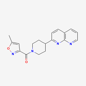 molecular formula C18H18N4O2 B6466024 2-[1-(5-methyl-1,2-oxazole-3-carbonyl)piperidin-4-yl]-1,8-naphthyridine CAS No. 2640973-98-2