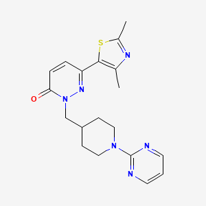 molecular formula C19H22N6OS B6466072 6-(2,4-dimethyl-1,3-thiazol-5-yl)-2-{[1-(pyrimidin-2-yl)piperidin-4-yl]methyl}-2,3-dihydropyridazin-3-one CAS No. 2640950-78-1