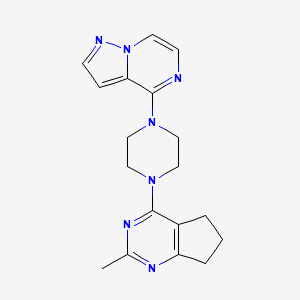 molecular formula C18H21N7 B6466092 1-{2-methyl-5H,6H,7H-cyclopenta[d]pyrimidin-4-yl}-4-{pyrazolo[1,5-a]pyrazin-4-yl}piperazine CAS No. 2640903-99-5