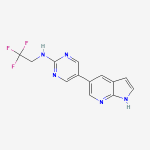 molecular formula C13H10F3N5 B6466121 5-{1H-pyrrolo[2,3-b]pyridin-5-yl}-N-(2,2,2-trifluoroethyl)pyrimidin-2-amine CAS No. 2640892-39-1