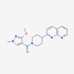 molecular formula C19H21N5O2 B6466134 2-[1-(3-methoxy-1-methyl-1H-pyrazole-4-carbonyl)piperidin-4-yl]-1,8-naphthyridine CAS No. 2640934-54-7