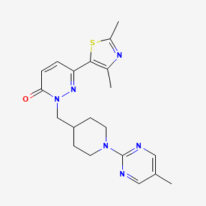 molecular formula C20H24N6OS B6466157 6-(2,4-dimethyl-1,3-thiazol-5-yl)-2-{[1-(5-methylpyrimidin-2-yl)piperidin-4-yl]methyl}-2,3-dihydropyridazin-3-one CAS No. 2640892-56-2