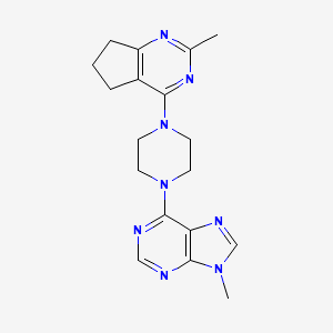 molecular formula C18H22N8 B6466174 9-methyl-6-(4-{2-methyl-5H,6H,7H-cyclopenta[d]pyrimidin-4-yl}piperazin-1-yl)-9H-purine CAS No. 2640948-42-9