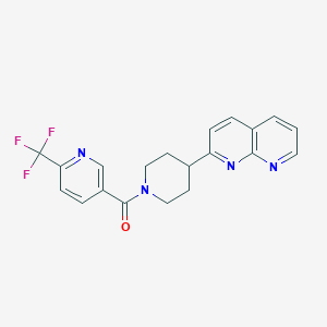 molecular formula C20H17F3N4O B6466188 2-{1-[6-(trifluoromethyl)pyridine-3-carbonyl]piperidin-4-yl}-1,8-naphthyridine CAS No. 2640896-16-6