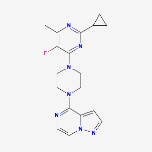 molecular formula C18H20FN7 B6466194 2-cyclopropyl-5-fluoro-4-methyl-6-(4-{pyrazolo[1,5-a]pyrazin-4-yl}piperazin-1-yl)pyrimidine CAS No. 2640970-78-9