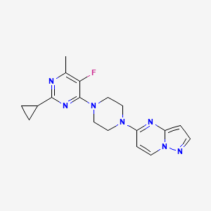 molecular formula C18H20FN7 B6466214 2-cyclopropyl-5-fluoro-4-methyl-6-(4-{pyrazolo[1,5-a]pyrimidin-5-yl}piperazin-1-yl)pyrimidine CAS No. 2640889-29-6