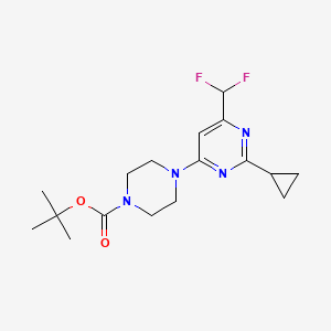 molecular formula C17H24F2N4O2 B6466233 tert-butyl 4-[2-cyclopropyl-6-(difluoromethyl)pyrimidin-4-yl]piperazine-1-carboxylate CAS No. 2640873-00-1