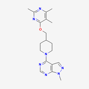molecular formula C19H25N7O B6466286 2,4,5-trimethyl-6-[(1-{1-methyl-1H-pyrazolo[3,4-d]pyrimidin-4-yl}piperidin-4-yl)methoxy]pyrimidine CAS No. 2640874-68-4